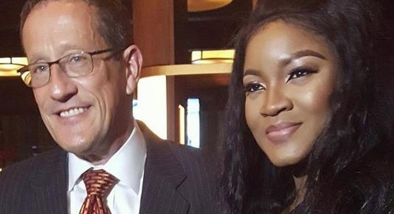 Omotola Jalade-Ekeinde and Richard Quest