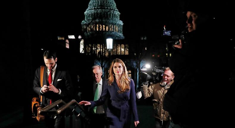 Former White House Communications Director Hope Hicks leaves the US Capitol after attending a closed door meeting with the House Intelligence Committee on February 27, 2018.REUTERS/Leah Millis