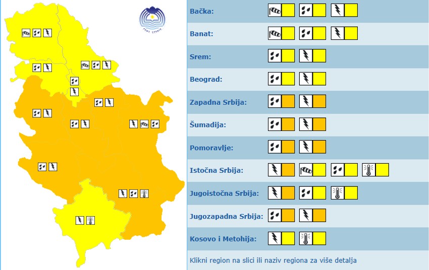 Meteoalarm za sutra
