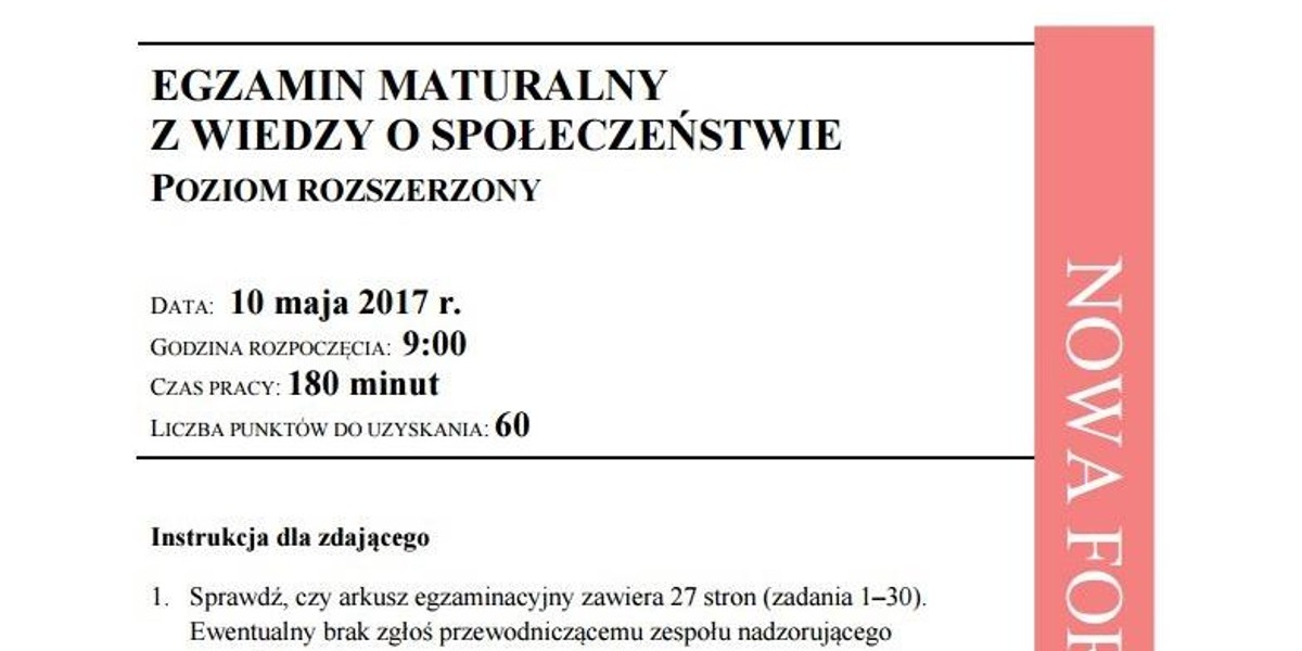 Matura 2017 WOS. Arkusze, pytania, odpowiedzi