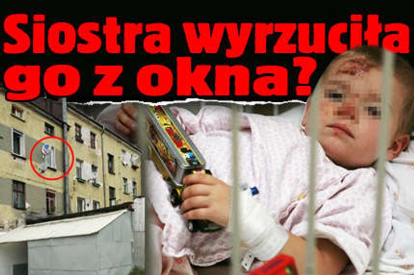 Siostra wyrzuciła braciszka przez okno?