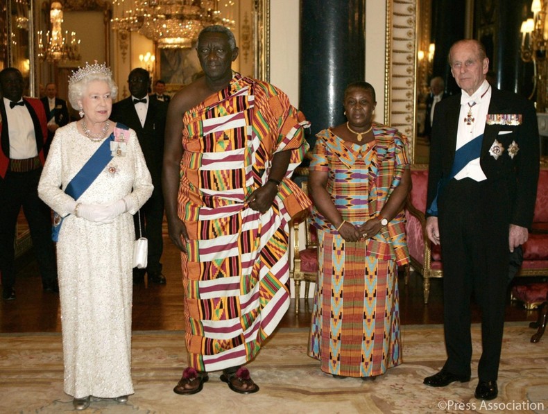 In 2007 The Queen hosted a State Banquet for visiting President of Ghana John Agyekum Kufuor, his wife, Theresa Kufuor at Buckingham Palace. (Credit: Press Association)