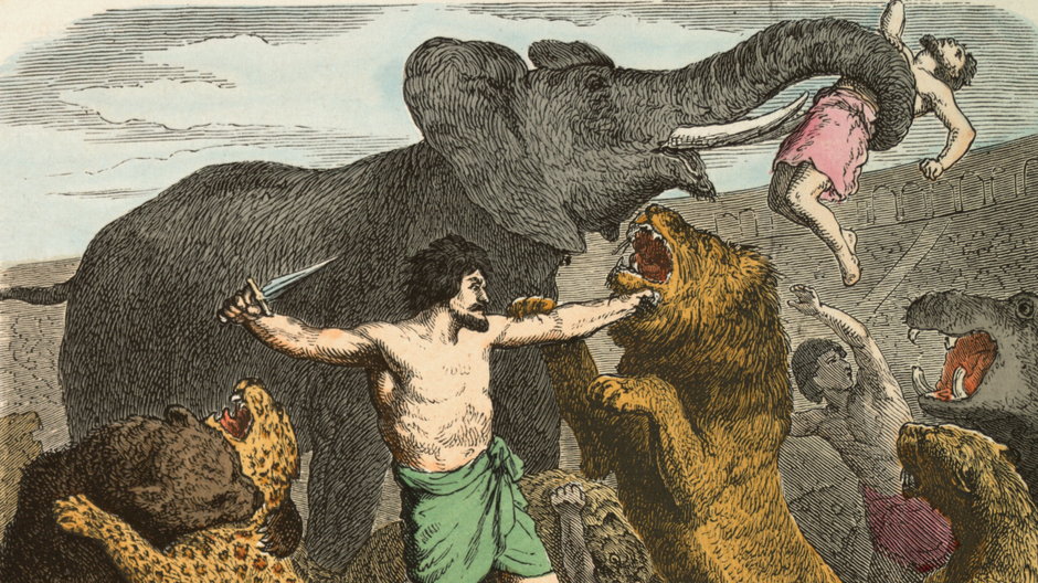 Walki z dzikimi zwierzętami w rzymskim Colosseum