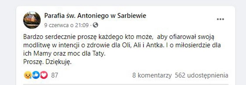 Ola, Ala i Antek w bardzo ciężkim stanie. Ich mama zginęła. Tragedia pod Płońskiem