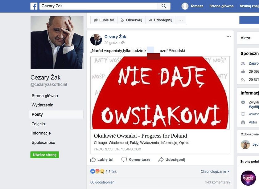 Ostry wpis aktora. Odpowiedział przeciwnikom WOŚP