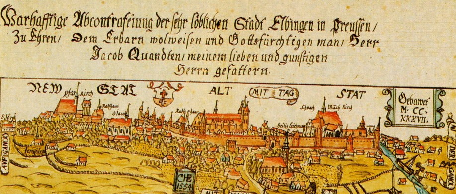 Panorama Elbląga w 1554 r.
