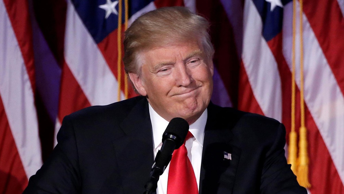 U.S. President-elect Donald Trump speaks at election night rally in Manhattan, New York