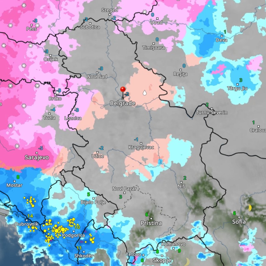 Vremenski rada danas u 21h