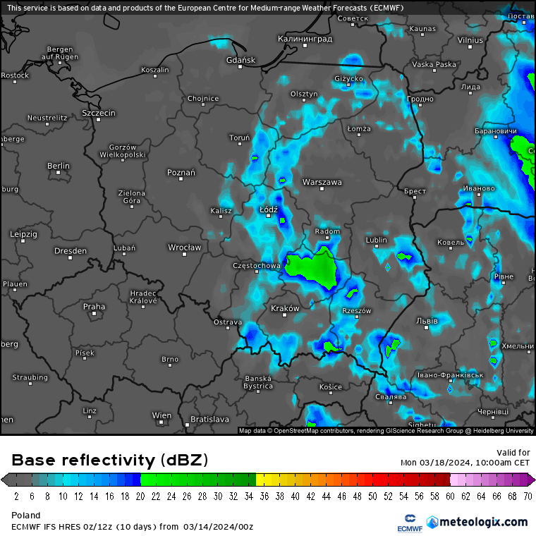 Początek przyszłego tygodnia również zapowiada się wilgotno, ale opady nie będą bardzo mocne