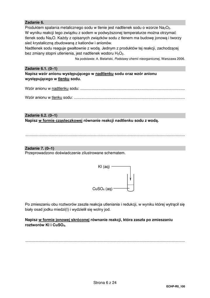 Chemia-matura rozszerzona-arkusz egzaminacyjny - 2022