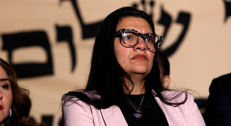 Rep. Rashida Tlaib at a pro-ceasefire press conference outside the Capitol on November 13, 2023.Anna Moneymaker/Getty Images