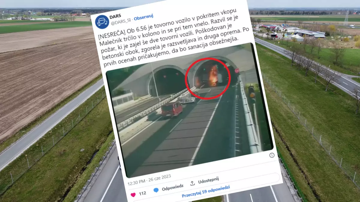 Do pożaru doszło w tunelu na słoweńskiej autostradzie A1
