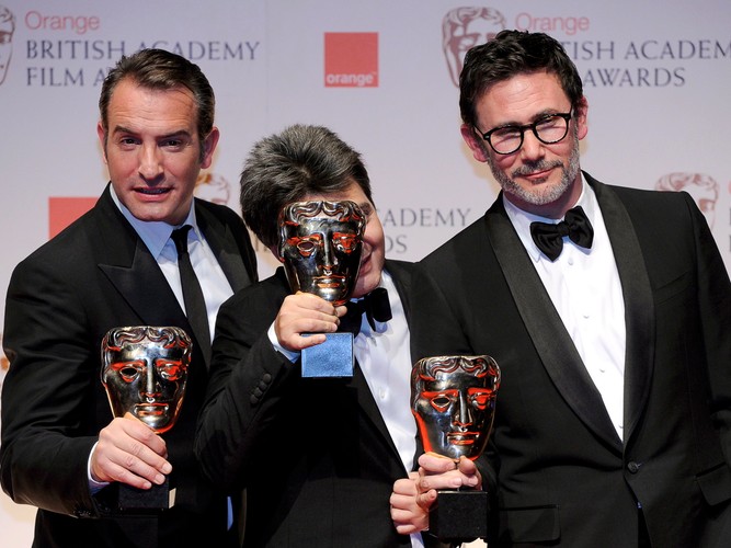 Twórcy 'Artysty': Jean Dujardin, producent Thomas Langmann i Michel Hazanavicius