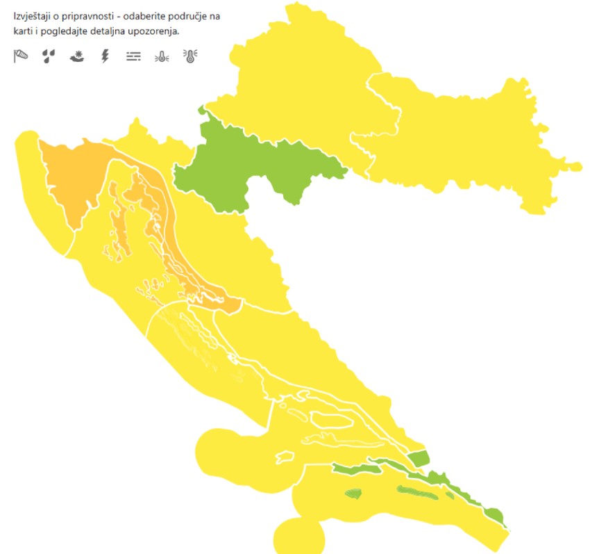 Meteoalarm u Hrvatskoj zbog nevremena