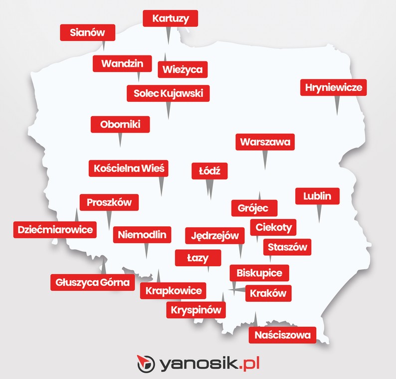 Mapa rozmieszczenia 26 nowych fotoradarów