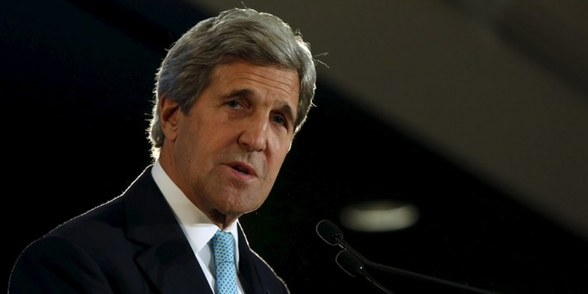 Kerry delivers remarks on trade at an event with the Pacific Council on International Policy in Los Angeles
