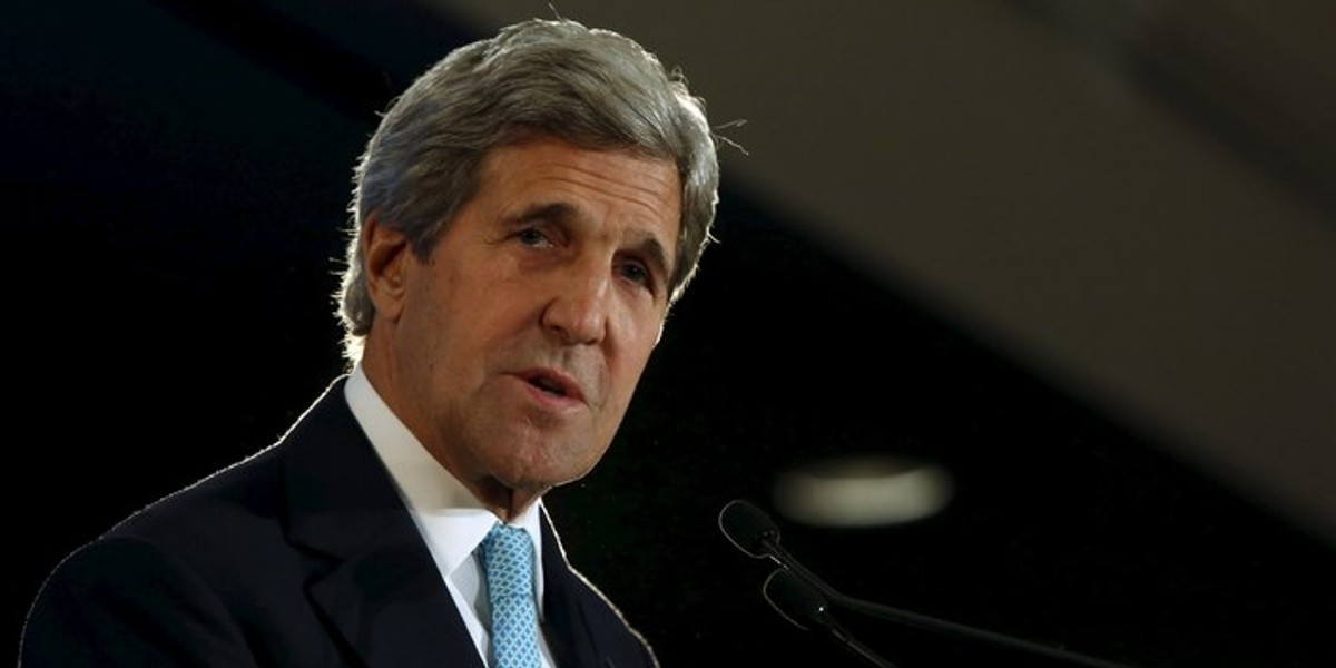 Kerry delivers remarks on trade at an event with the Pacific Council on International Policy in Los Angeles