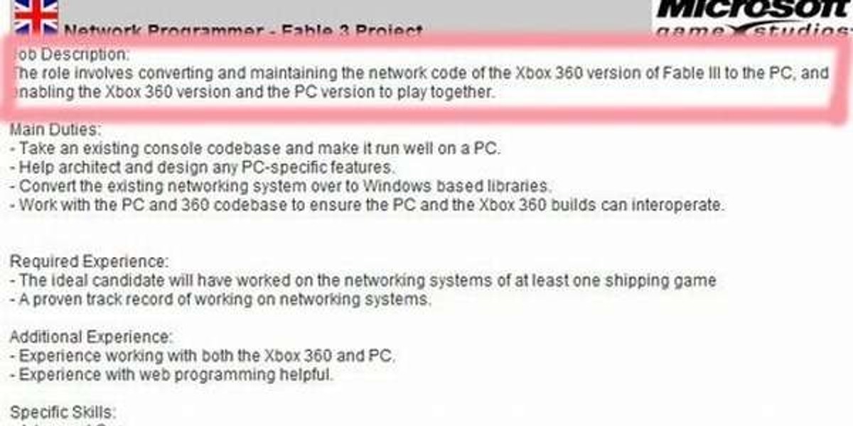 Fable III na PC i trybem co-op między pecetem i Xboksem 360?