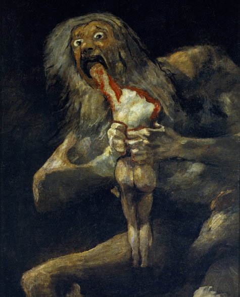 "Saturn pożerający syna" - z serii Czarnych obrazów Francisco de Goya z 1819 r.