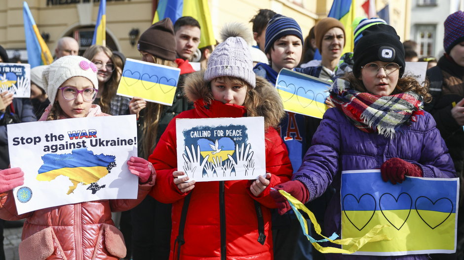 Manifestacja solidarności z Ukrainą w Przemyślu, marzec 2022 r. 