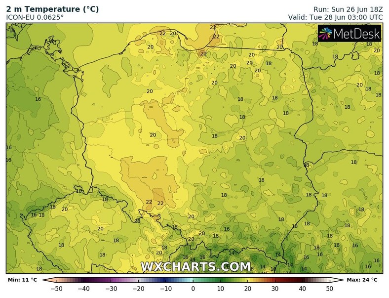 Noc gdzieniegdzie będzie tropikalna