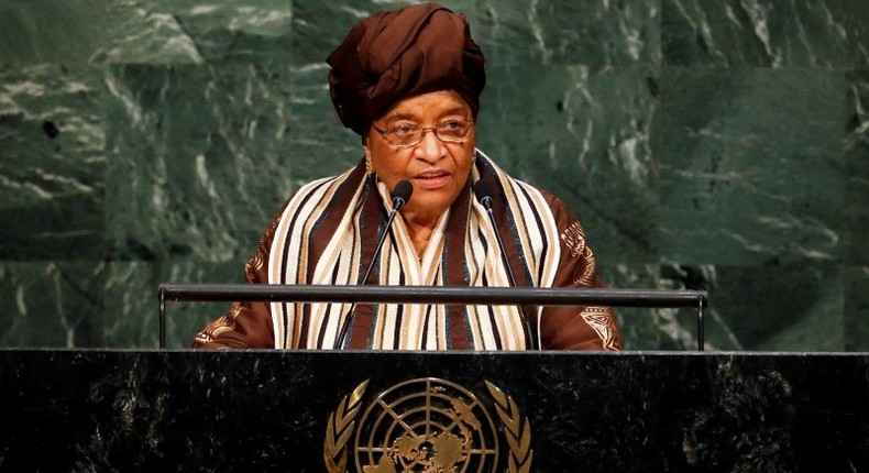 President of Liberia Ellen Johnson-Sirleaf addresses attendees during a plenary meeting of the United Nations Sustainable Development Summit at the United Nations Headquarters in Manhattan, New York September 25, 2015. REUTERS/Andrew Kelly