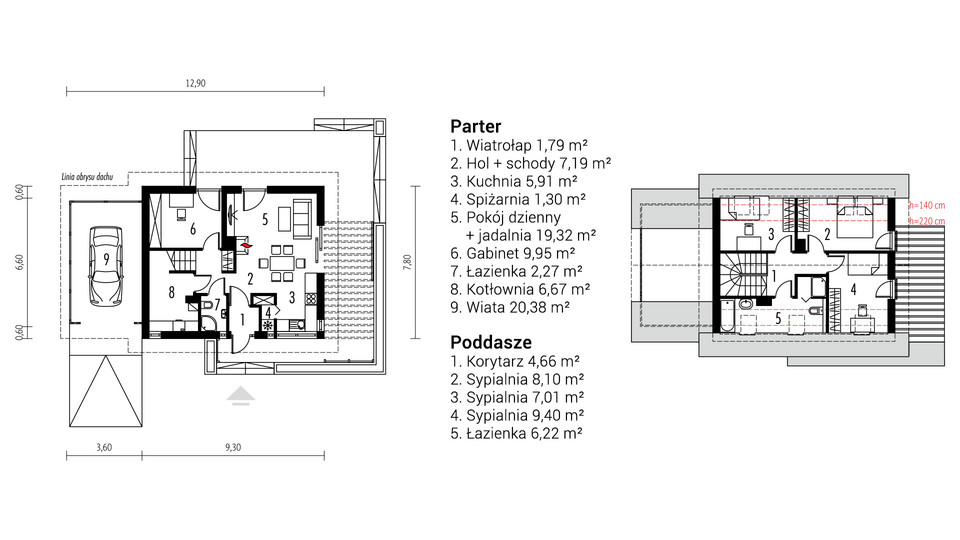 Projekt domu Lea II (z wiatą): plan wnętrza 