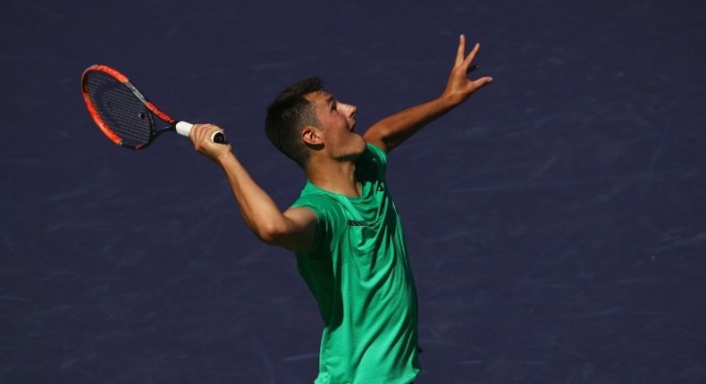 Bernard Tomic of Australia, pictured in action in March 2017, went down to Argentine Diego Schwartzman at the Monte Carlo Masters