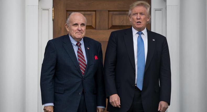 Rudy Giuliani with Donald Trump in Bedminster, New Jersey.
