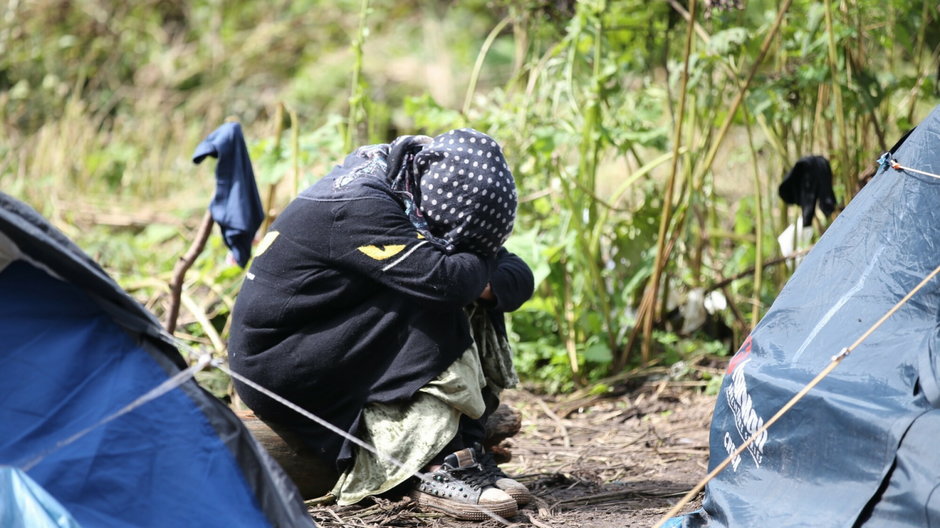 Obozowisko migrantow na granicy Polski i Bialorusi w pobliżu miejscowości Usnarz Dolny i Usnarz Górny