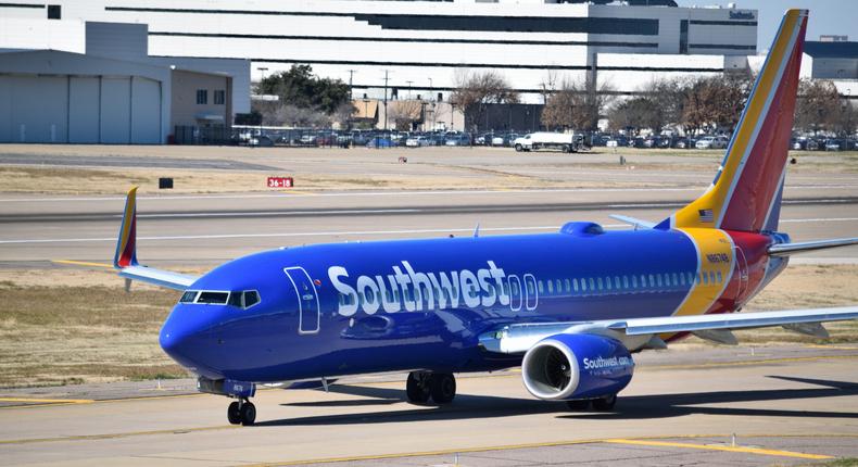 A Southwest Airlines jet on the runway at Dallas Love Field.HUM Images/Universal Images Group via Getty Images