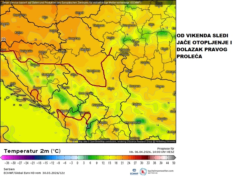 Znatno toplije vreme se očekuje od vikenda