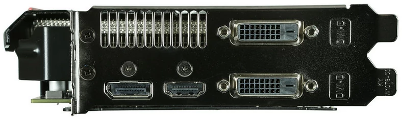 Zestaw popularnych gniazd karty graficznej: od lewej Display Port, HDMI i dwa DVI