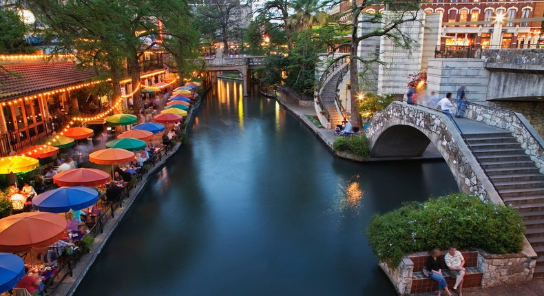 The San Antonio river walk. Adam Jones/Getty Images