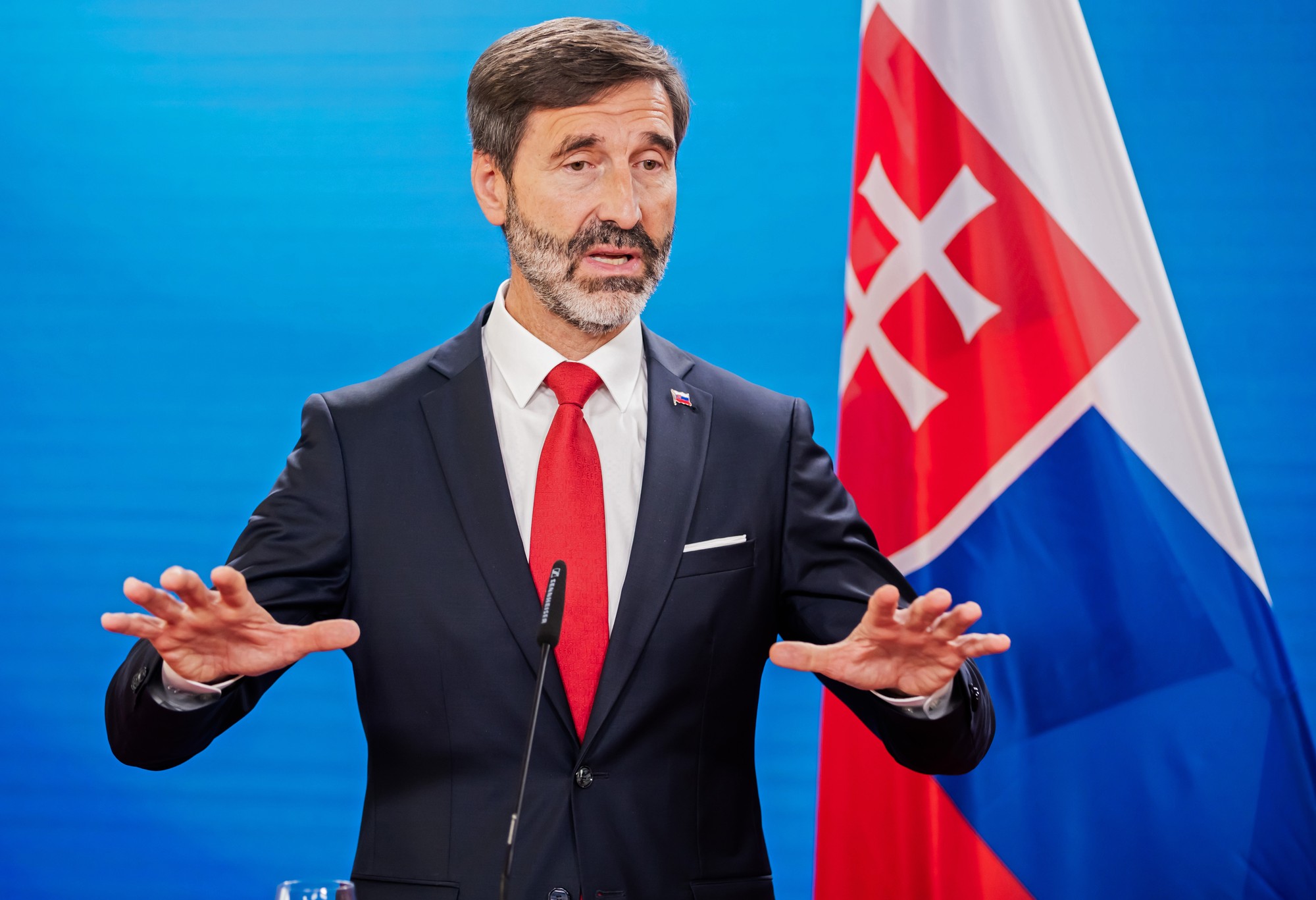 Minister zahraničných vecí a európskych záležitostí SR Juraj Blanár a nemecká ministerka zahraničných vecí Annalena Baerbocková.