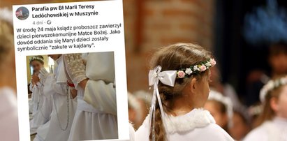 Niecodzienny widok podczas komunii w Muszynie. Dzieci "zakute w kajdany"