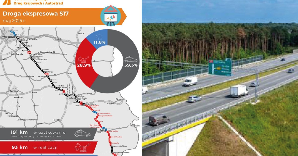 Brakuje jeszcze 130 km ważnej drogi na wschodzie Polski. Sprawdź stan realizacji S17 [MAPA]