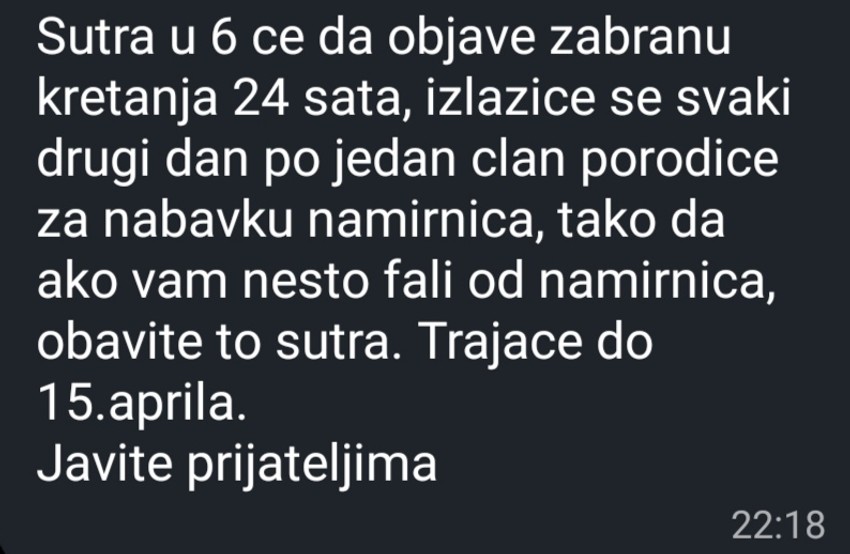 Policija traga za onim koji je poslao poruku