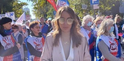 Zaskakujący uczestnik protestu nauczycieli. Co tam robiła żona ministra PiS?