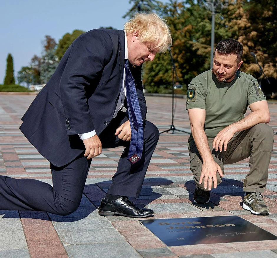 Boris Džonson i Volodimir Zelenski u Ukrajini 2022.