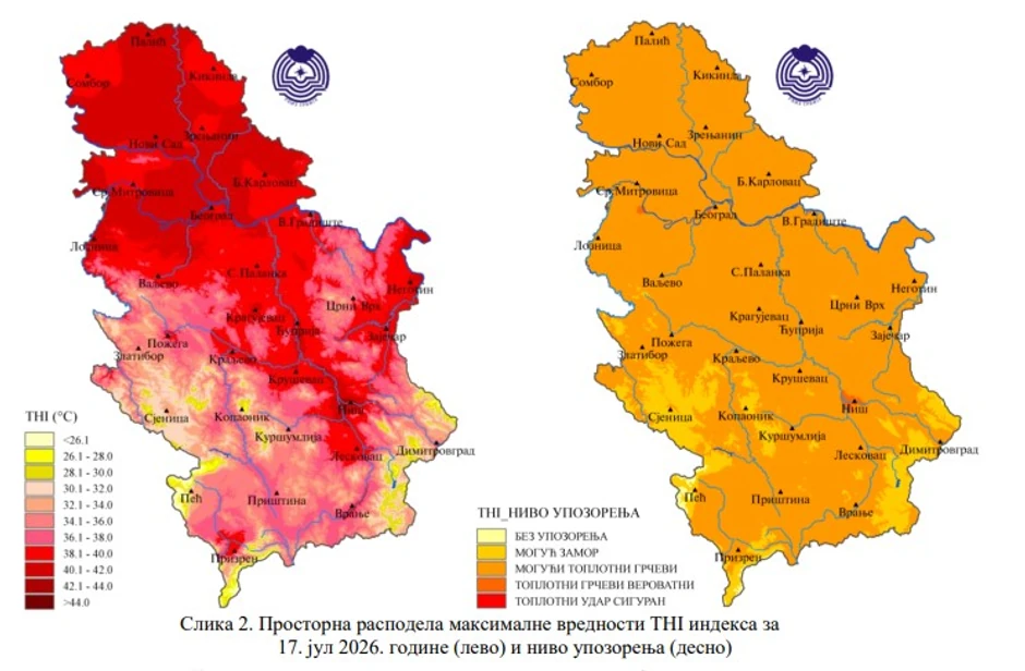 Indeks toplotnog strsa za petak