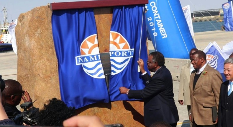 Namibia's president Hage Geingob inaugurates a new port terminal at Walvis Bay