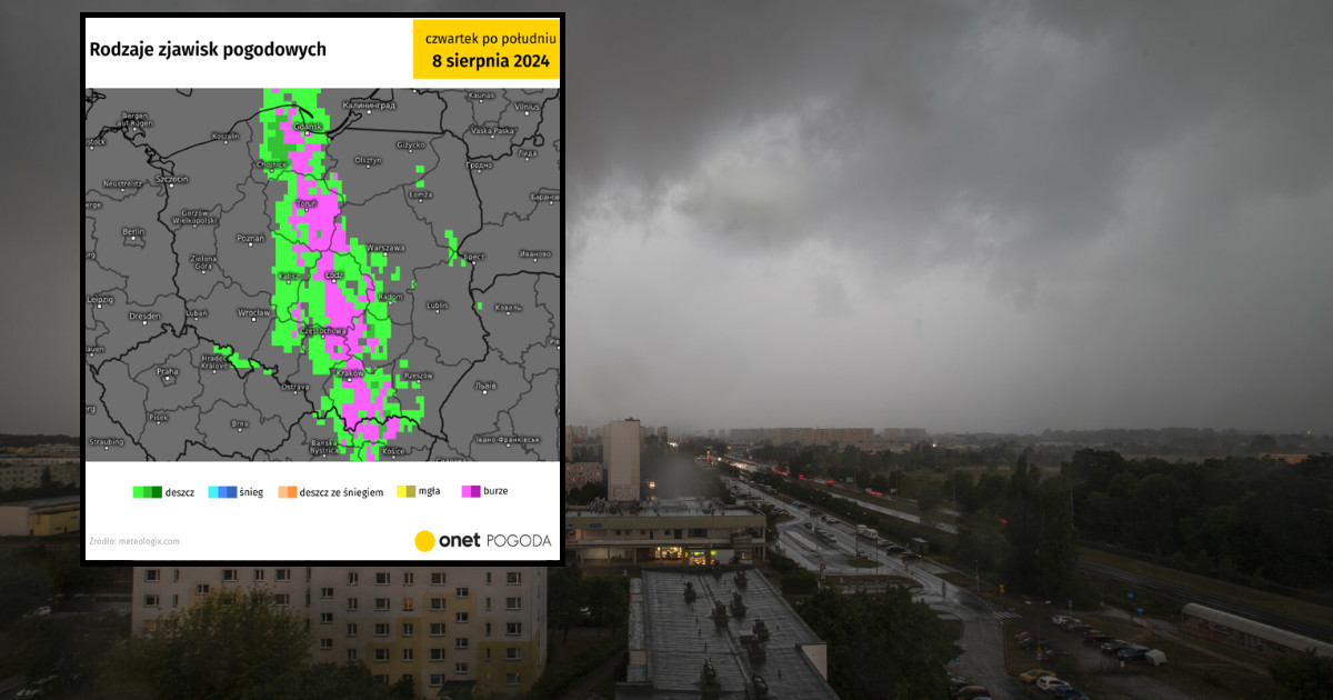 Das Wetter für Donnerstag.  Eine Kaltfront mit Gewittern und Regenschauern wird das Wetter völlig verderben