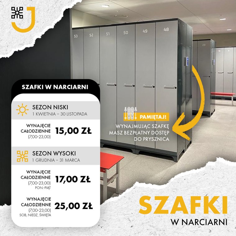 Cennik szafek w narciarni