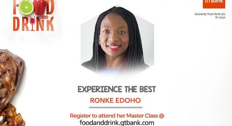 Ronke Edohor to be at 2017 GTBank Food and Drink Fair