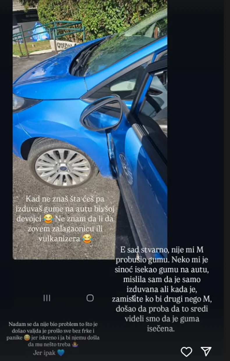 Milijani Bogdanović probušili gume na kolima