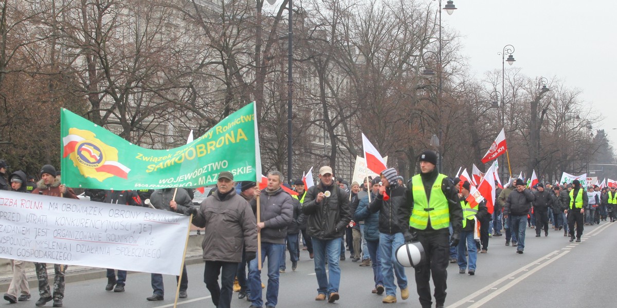 Spokojny protest rolników w stolicy