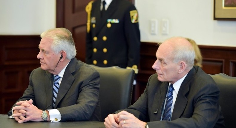 US Homeland Security Secretary John Kelly (R) and Secretary of State Rex Tillerson (L) met Mexican ministers who expressed concern and irritation over trade and migration