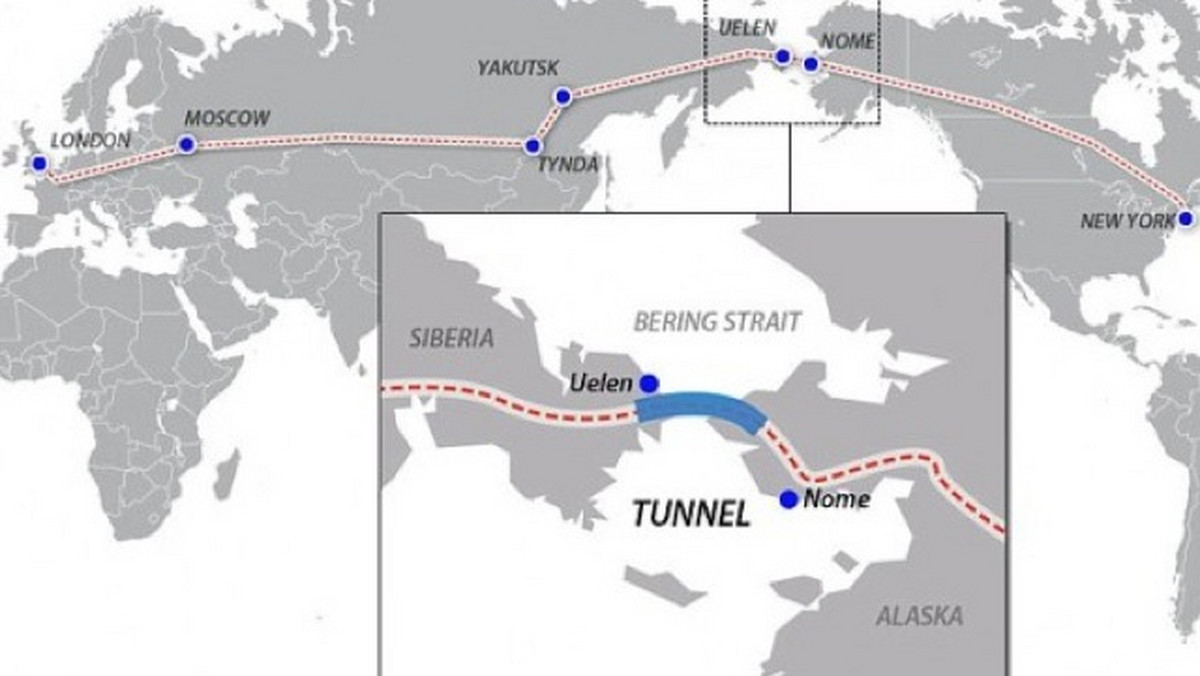 Budowa połączenia pochłonie 65 miliardów dolarów, ale tunel z torami kolejowymi po raz pierwszy umożliwi pokonanie drogi z Europy i Azji do Ameryki Północnej drogą lądową i podmorską. Tych, którzy już pakują się do pociągu do Nowego Jorku, należy jednak ostrzec, że budowa potrwa, a trasą najpierw pojadą pociągi towarowe.