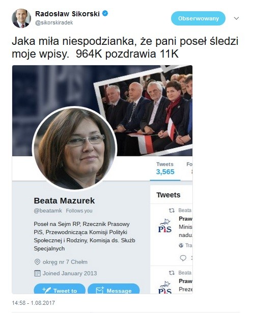 Radosław Sikorski na Twitterze